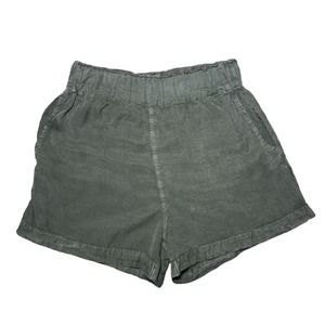 Altar’d State Faded Green Twill Shorts Elastic Waistband Side Pockets Si…